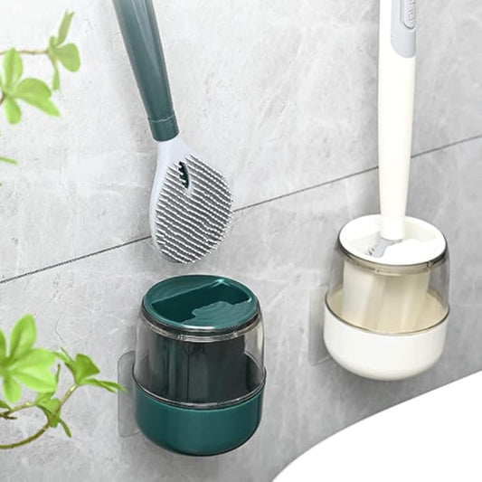 CleanFlush Cepillo de Silicona Flexible para Inodoro con Mango Largo y Colgante de Pared sin Perforación para el Hogar - [PROMOCIÓN DISPONIBLE SOLO HOY]