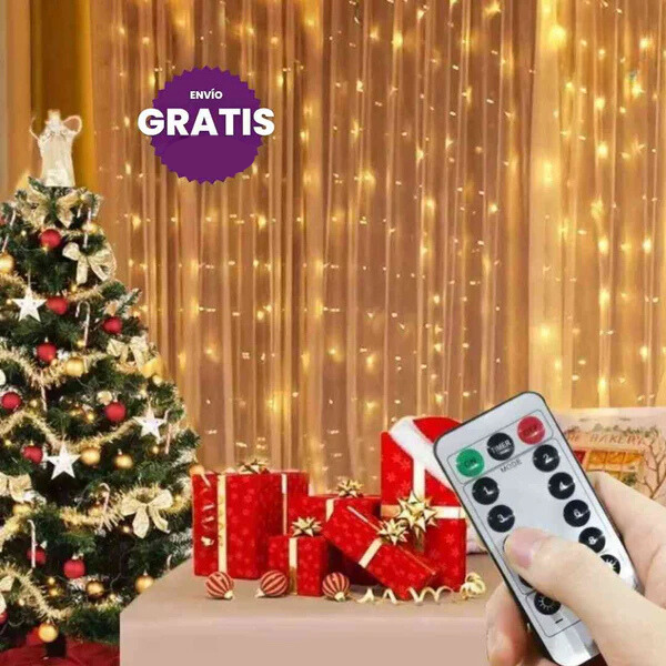 CortinaLumina Cortina de Luces Navideñas con control remoto 120 LEDS - [PROMOCIÓN DISPONIBLE SOLO HOY]